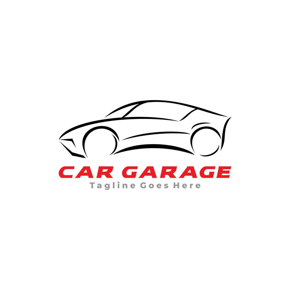 Auto car line art logo design vector illustration.