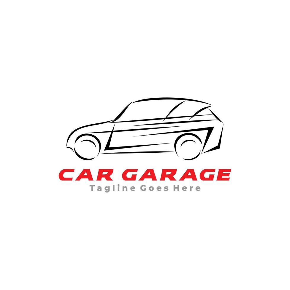 Auto car line art logo design vector illustration.