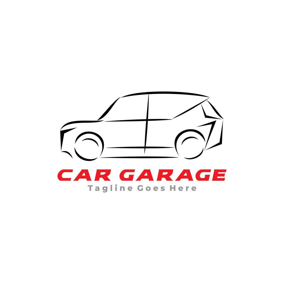 Auto car line art logo design vector illustration.