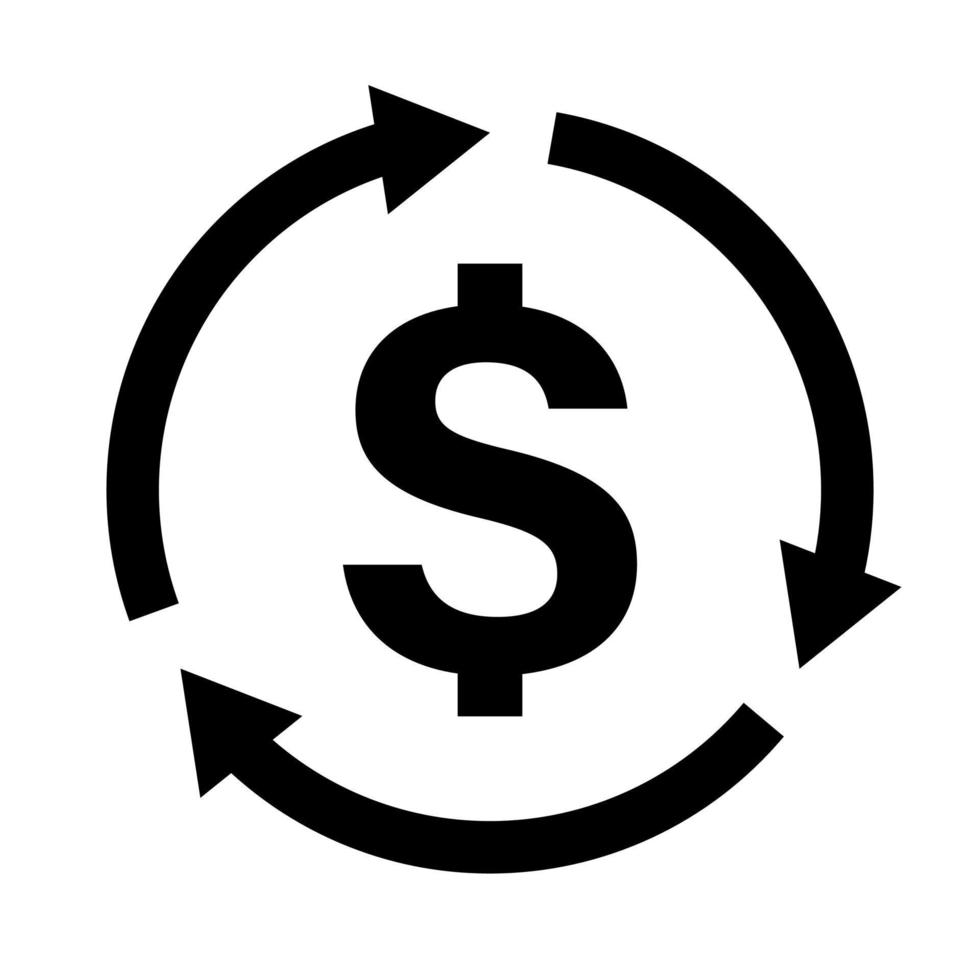 dinero espalda reembolso inversión icono vector, repetir flecha plano diseño para gráfico diseño, logo, web sitio, social medios de comunicación, móvil aplicación, ui ilustración vector