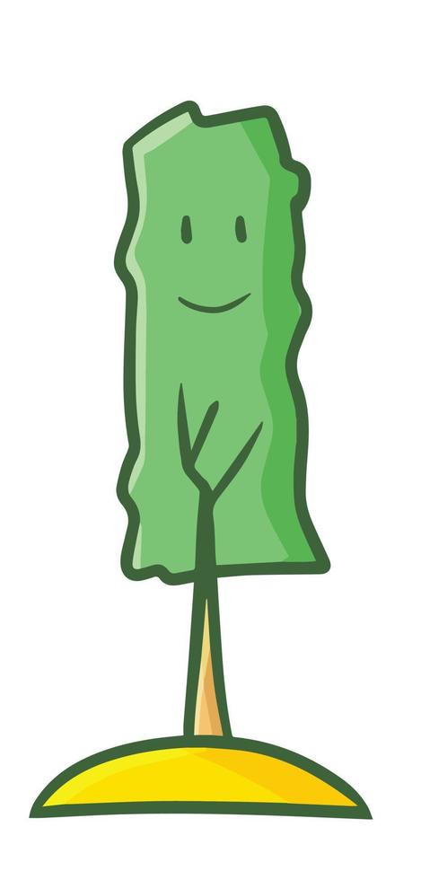 gracioso y linda alto árbol con sonriente cara vector