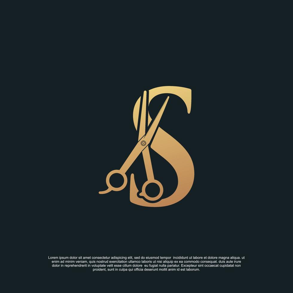 Creative letters S with combination simple scissors Premium Vector