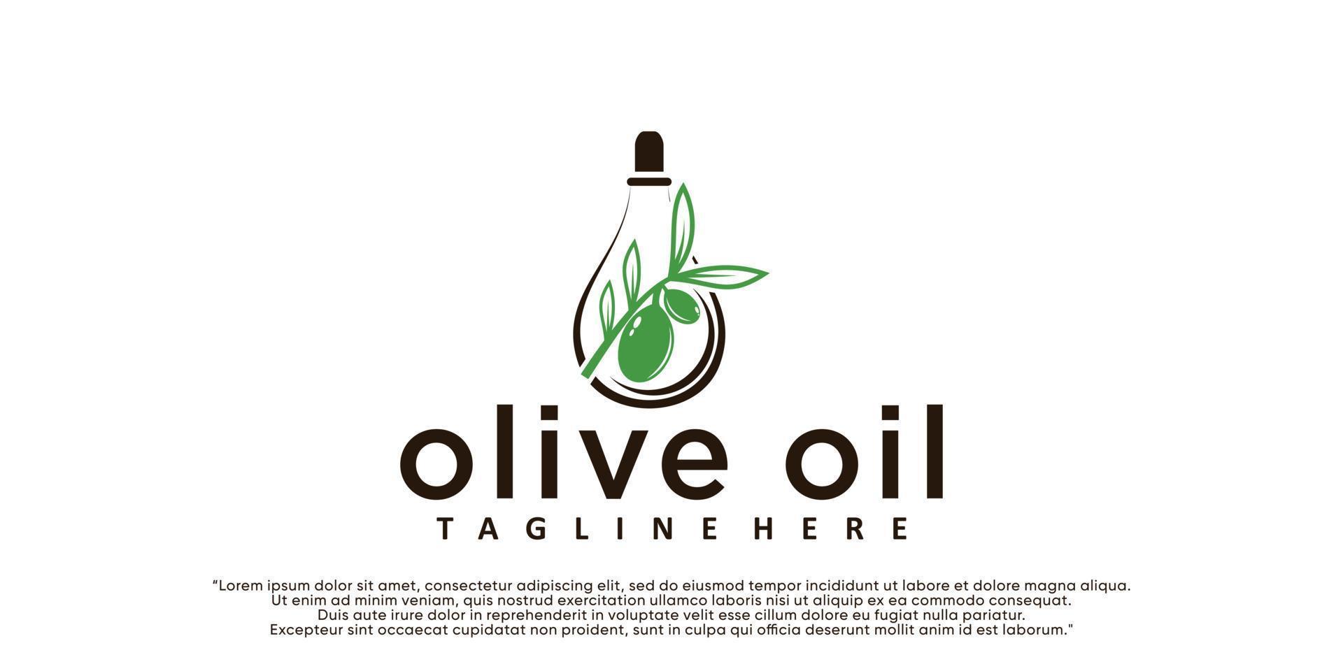 diseño de logotipo de aceite de oliva con vector premium de concepto moderno