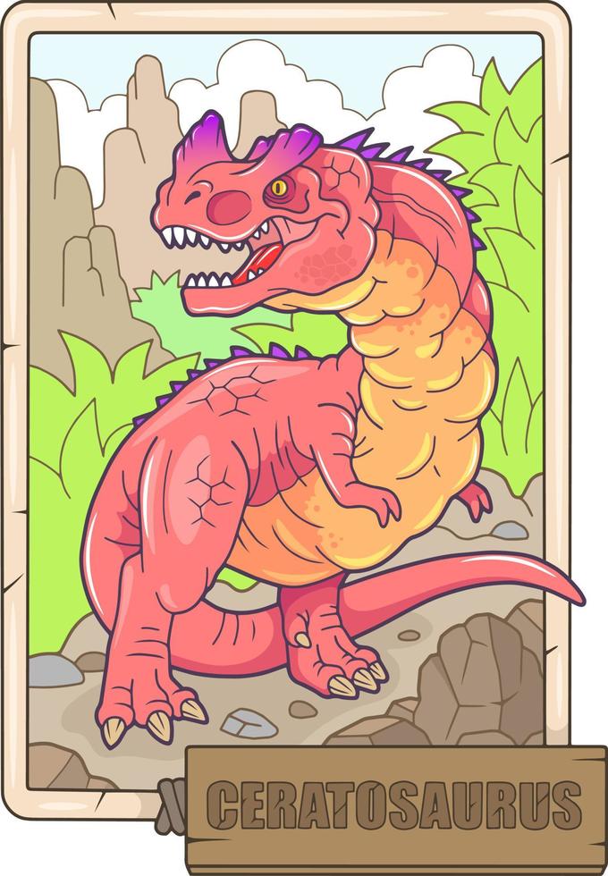 prehistoric dinosaur ceratosaurus, illustration design vector