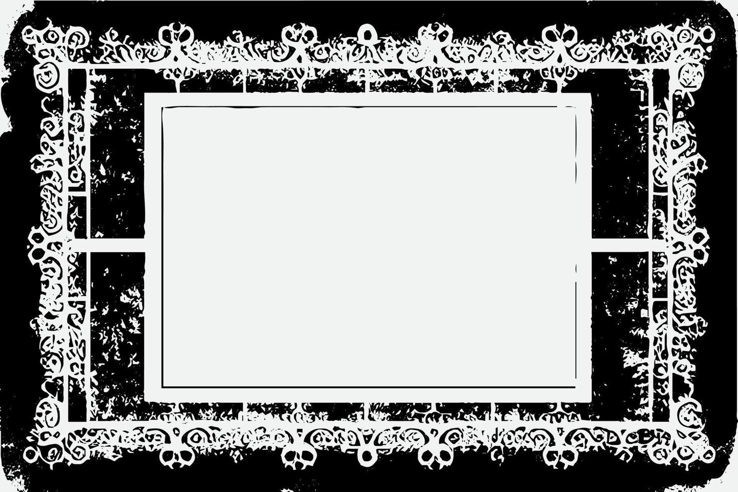 square frame with Grunge black ink ornament around the edges, white background in vector EPS format.
