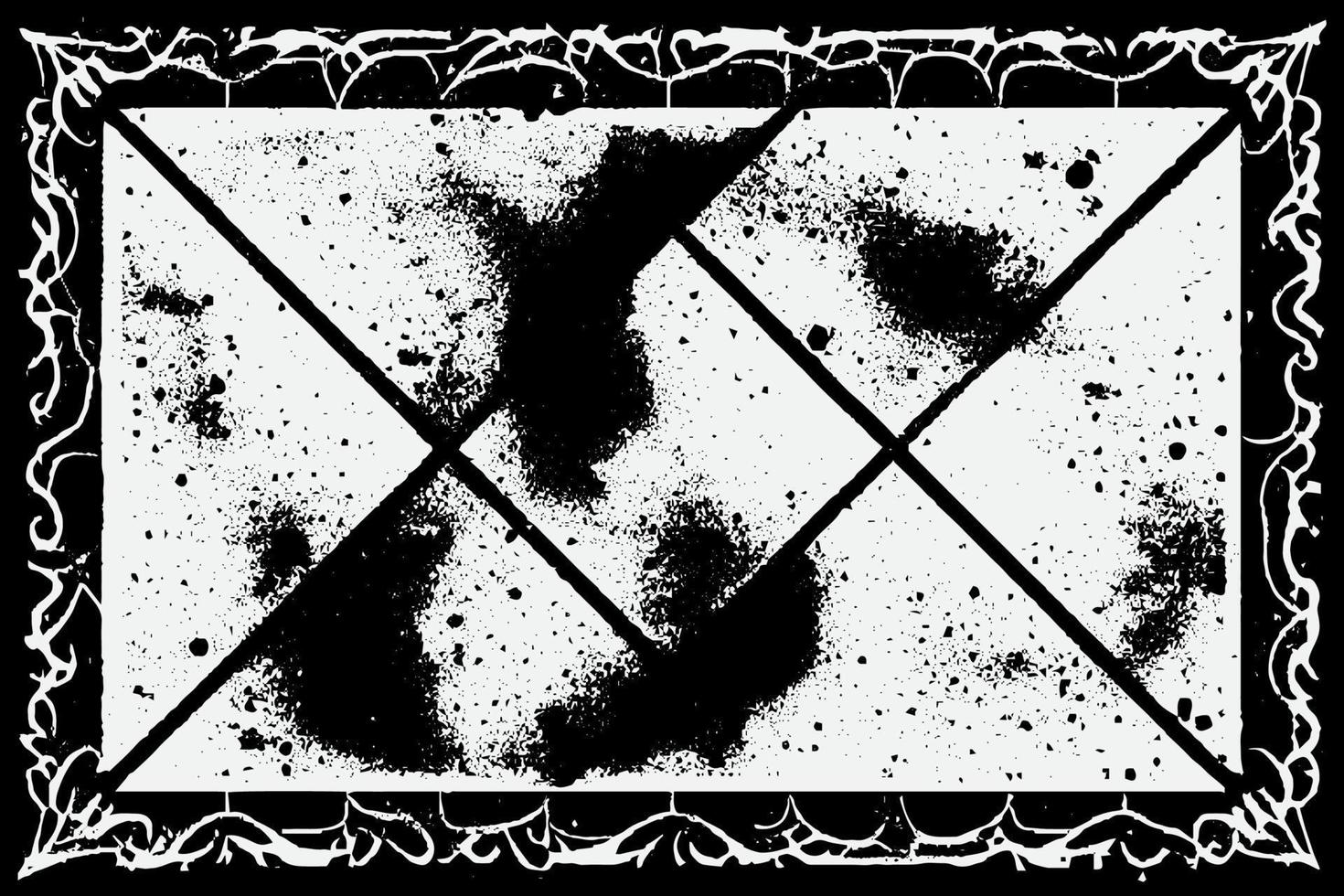 square frame with Grunge black ink ornament around the edges, white background in vector EPS format B