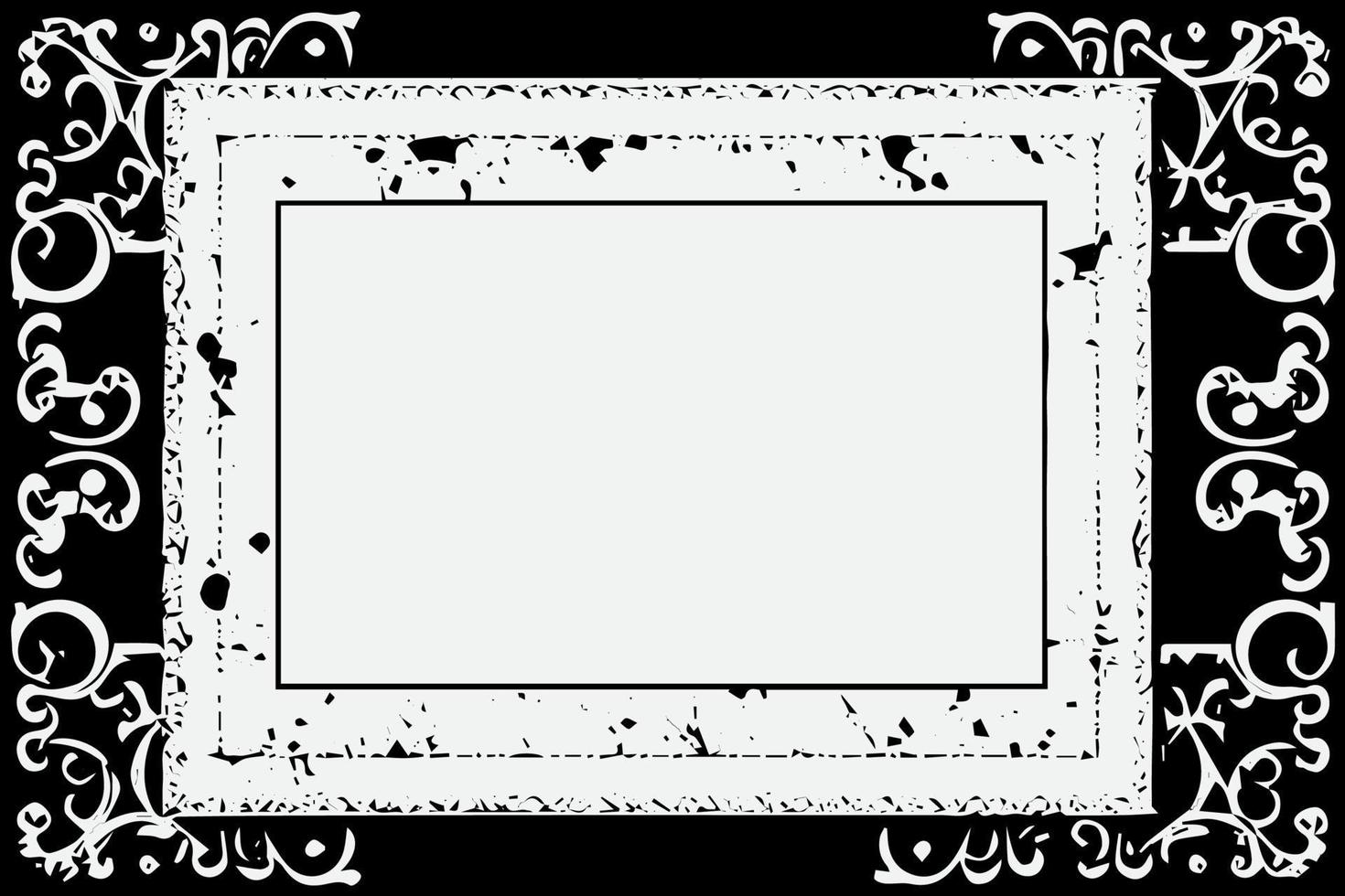 square frame with Grunge black ink ornament around the edges, white background in vector EPS format.