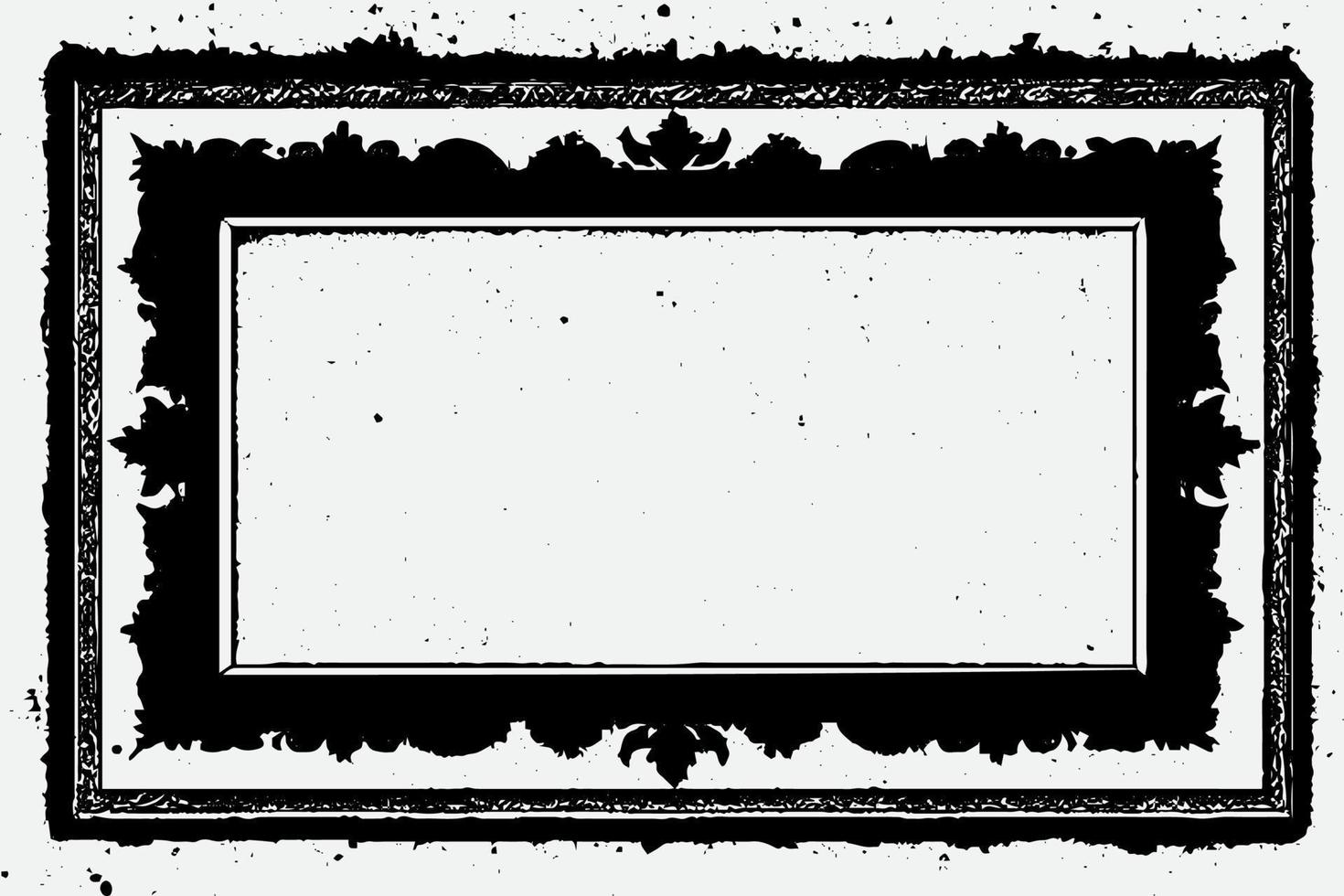 square frame with Grunge black ink ornament around the edges, white background in vector EPS format.