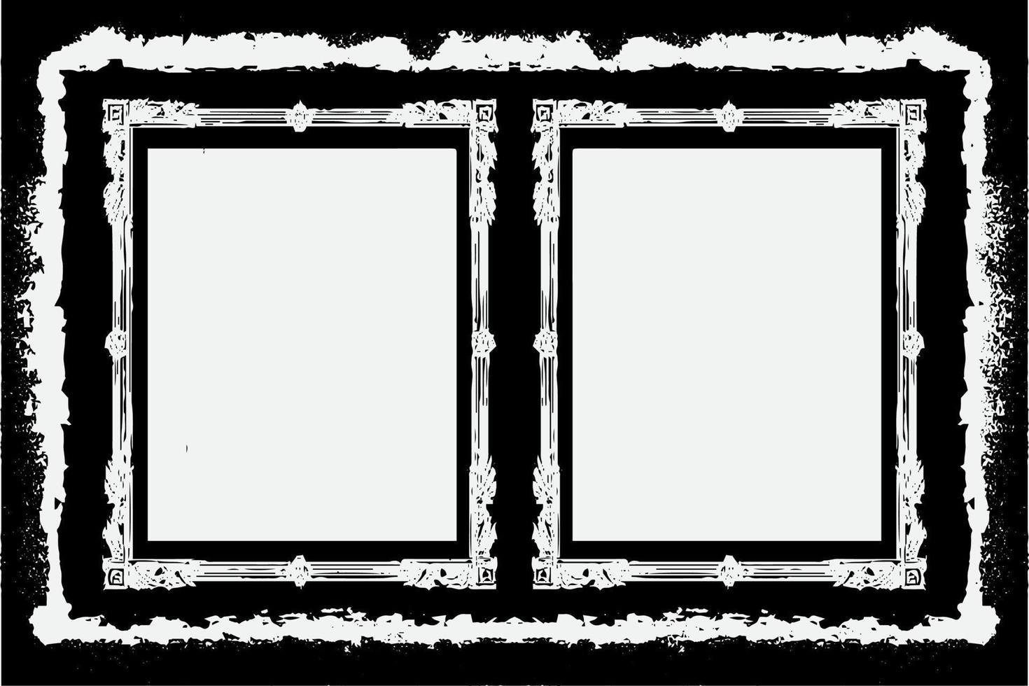 square frame with Grunge black ink ornament around the edges, white background in vector EPS format B