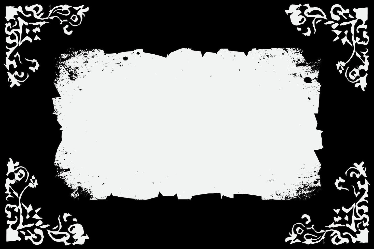 square frame with Grunge black ink ornament around the edges, white background in vector EPS format.
