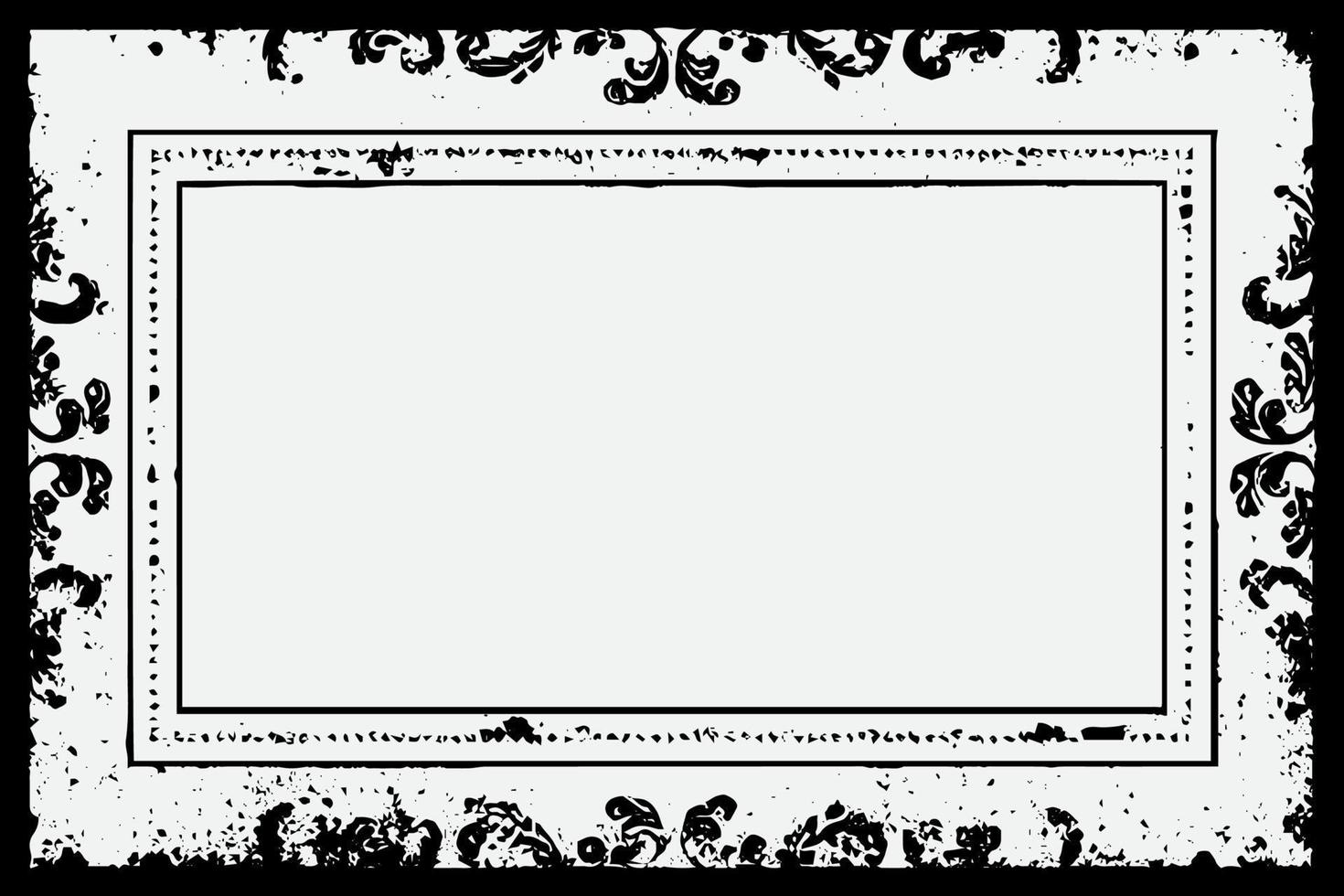 square frame with Grunge black ink ornament around the edges, white background in vector EPS format.