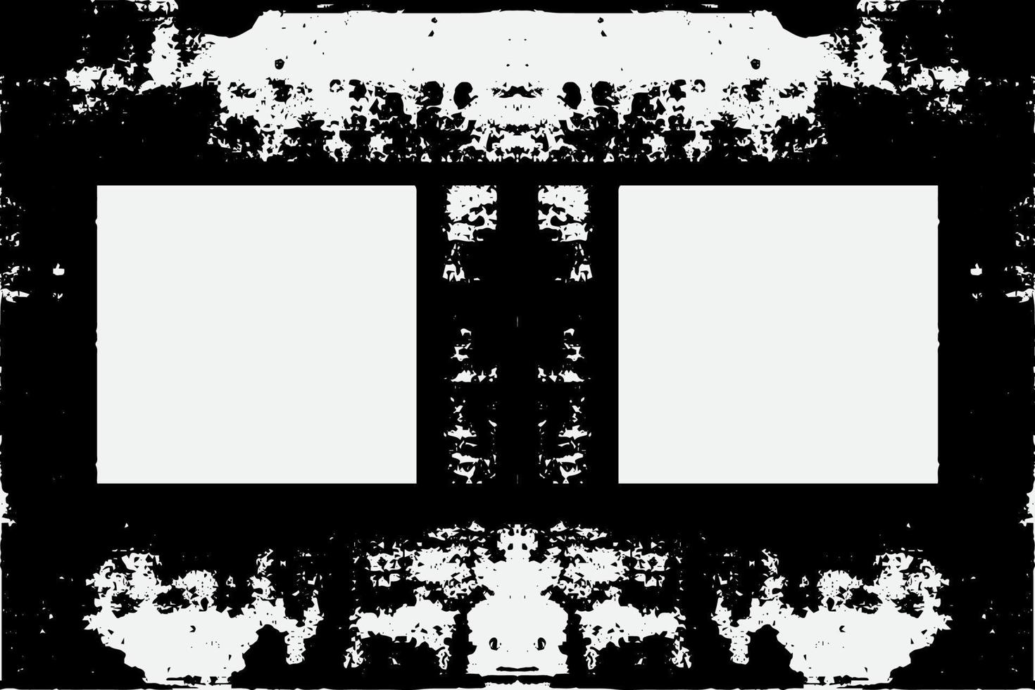 square frame with Grunge black ink ornament around the edges, white background in vector EPS format B