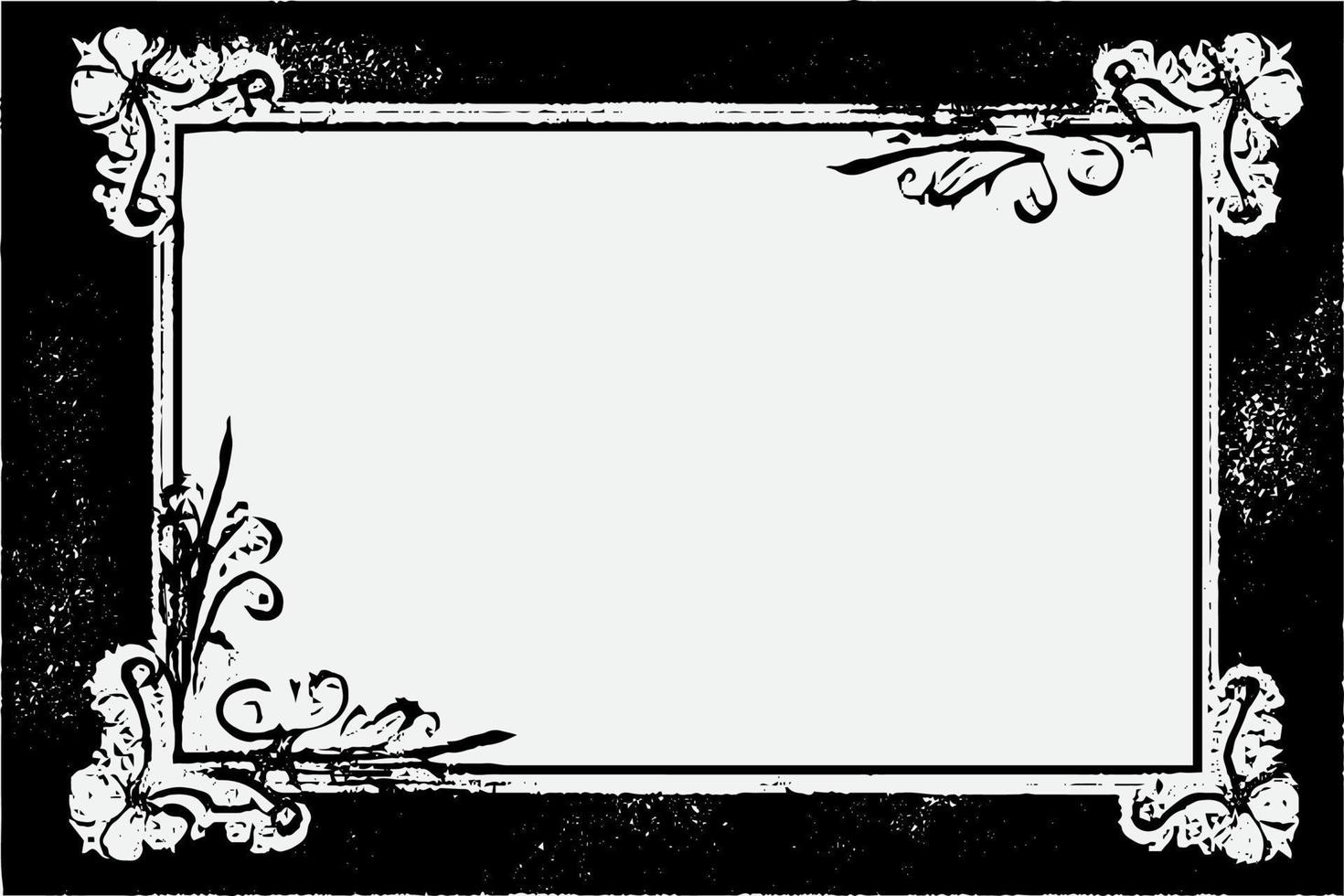 square frame with Grunge black ink ornament around the edges, white background in vector EPS format B