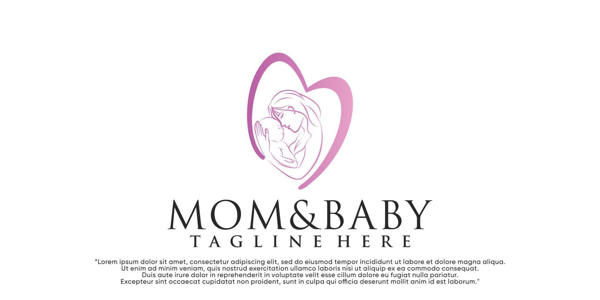 Vector mom and baby logo design vector with creative unique concept Premium Vector