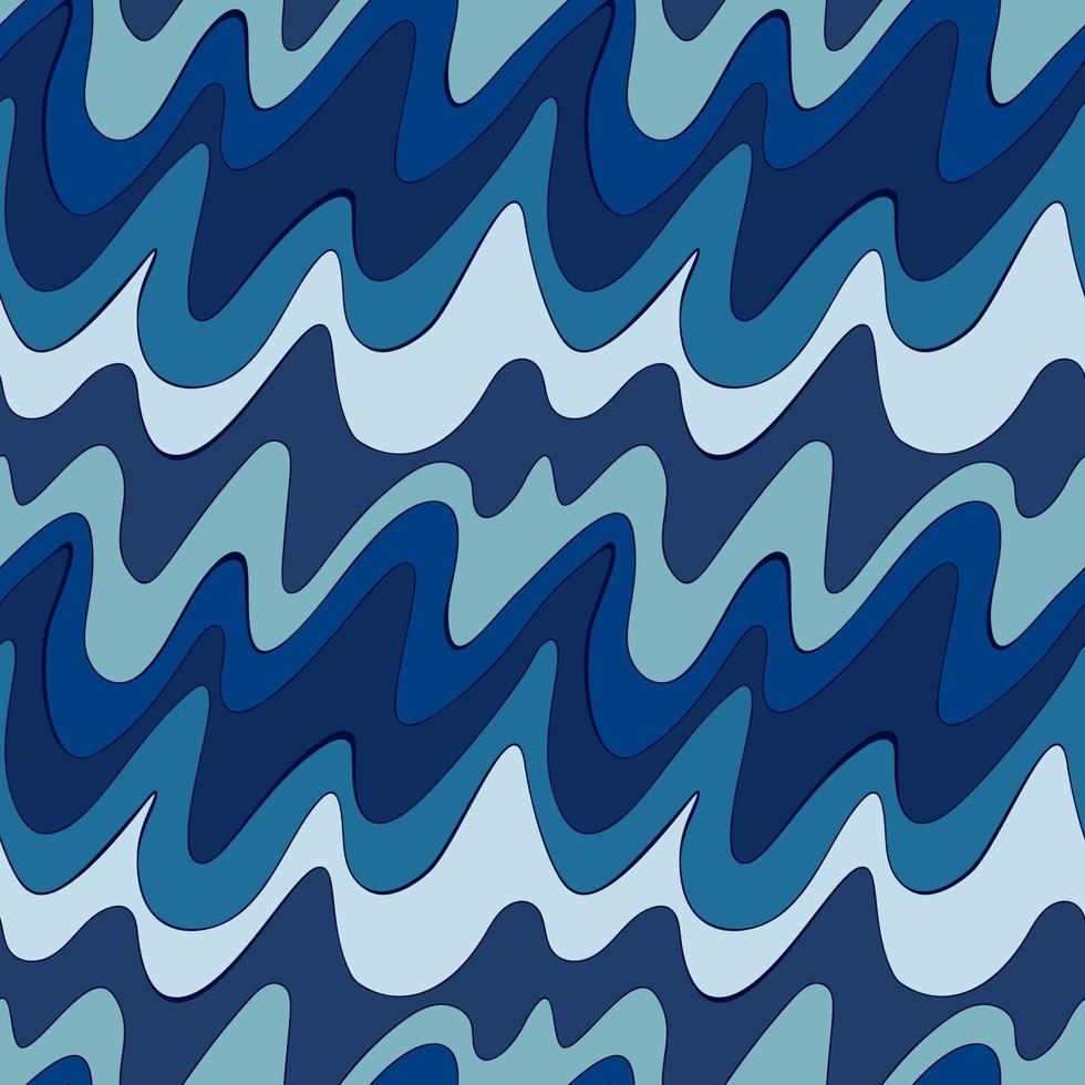 Seamless pattern with blue wavy stripes. vector