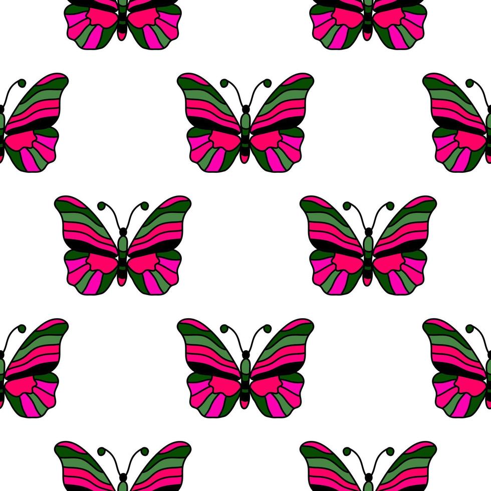 patrón sin costuras con mariposas estilizadas. vector