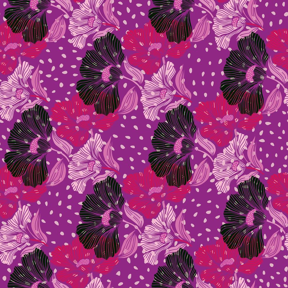 fondo sin fin de contorno vintage floral delicado. patrón sin costuras de línea de flor abstracta. vector