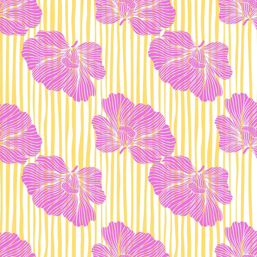 Seamless pattern with hibiscus flowers. Vintage floral background. vector