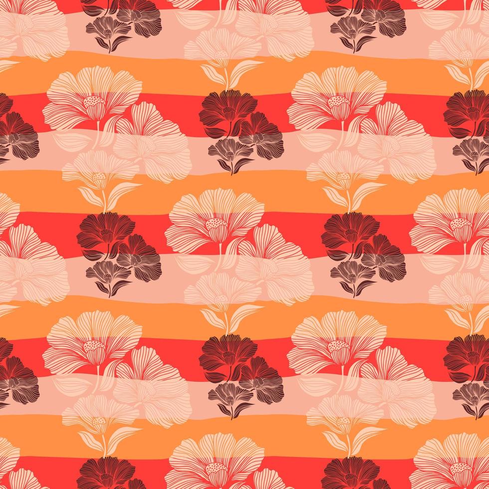 Seamless pattern with retro flowers. Vintage floral background. vector