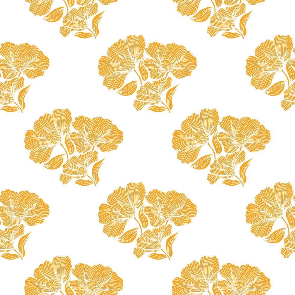 Seamless pattern with retro flowers. Vintage floral background. vector