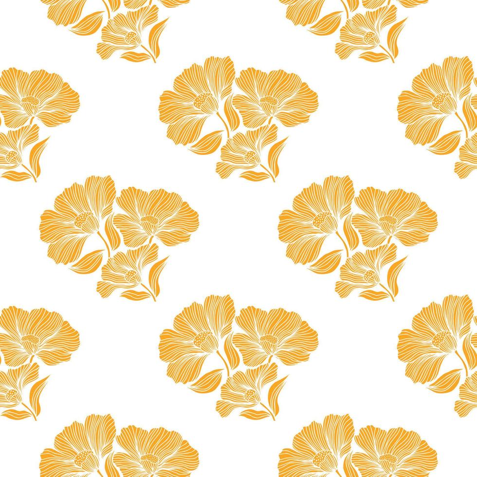 Seamless pattern with retro flowers. Vintage floral background. vector