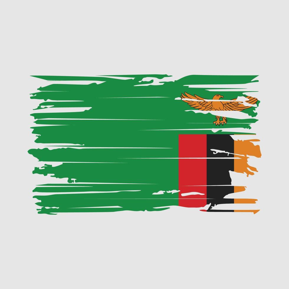 Zambia Flag Brush Vector