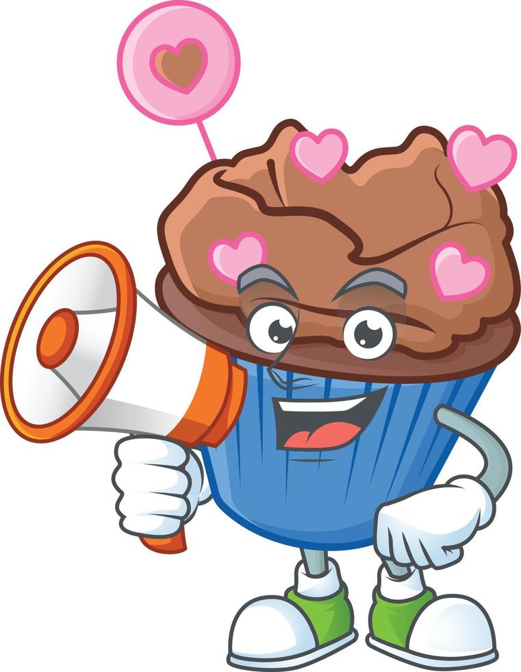 Chocolate love cupcake cartoon character style vector