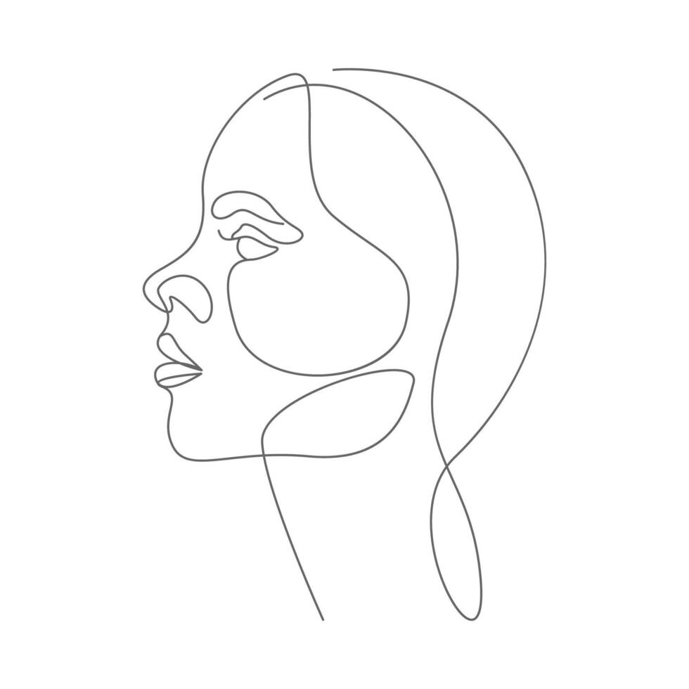 Woman face line art icon design vector