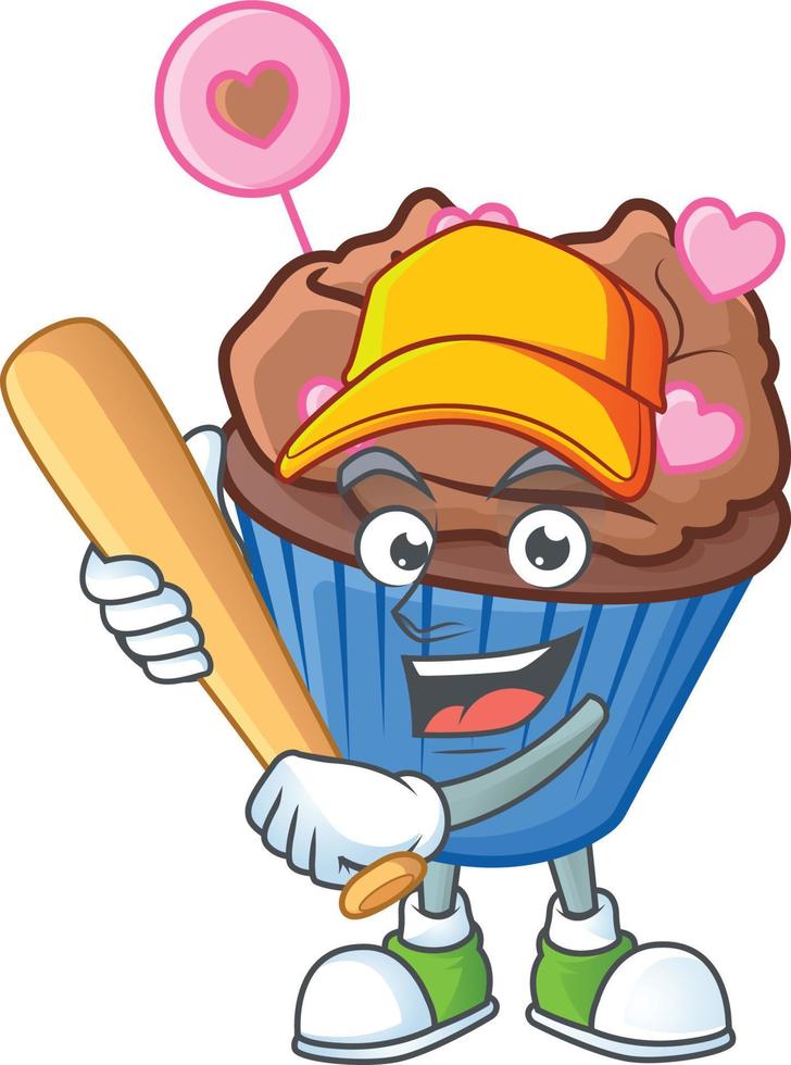 Chocolate love cupcake cartoon character style vector