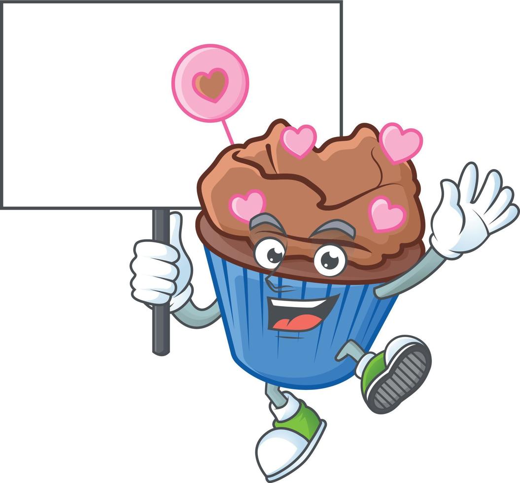 Chocolate love cupcake cartoon character style vector