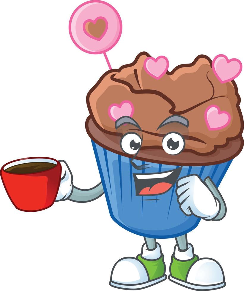 Chocolate love cupcake cartoon character style vector