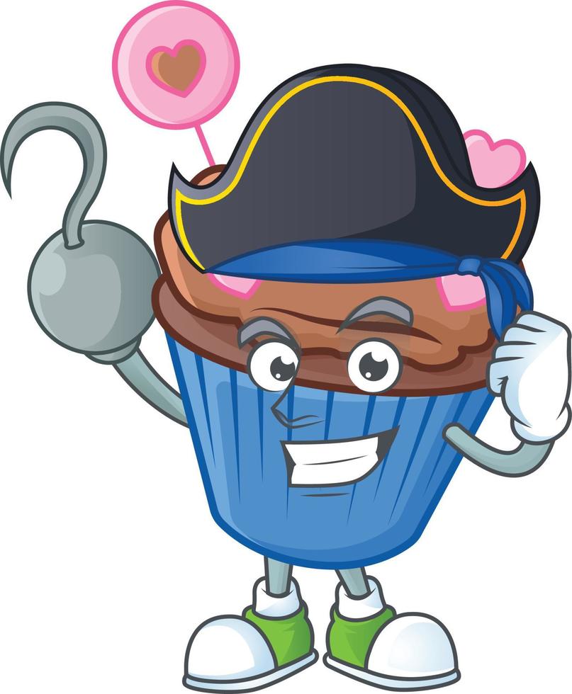 Chocolate love cupcake cartoon character style vector