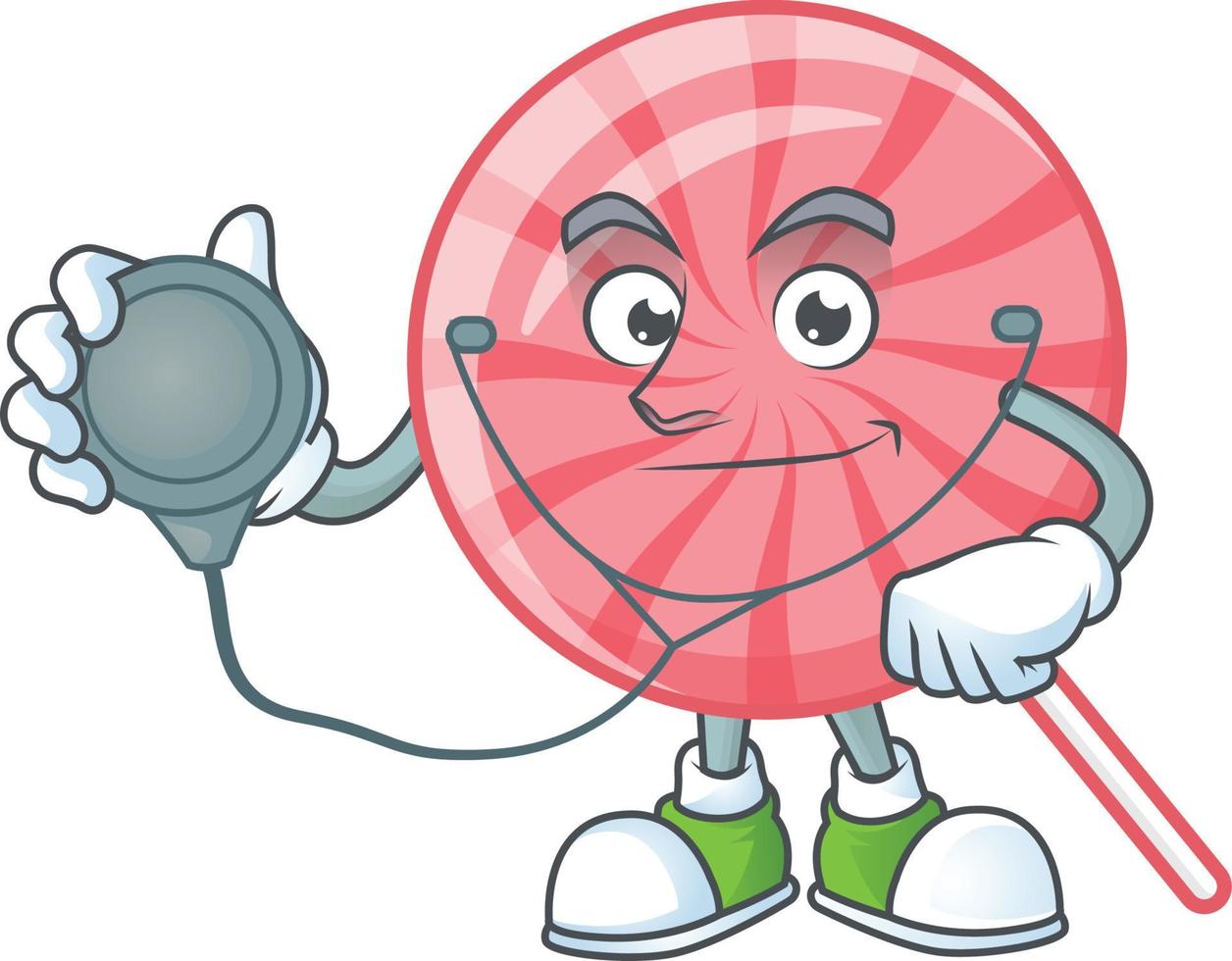 Pink round lollipop cartoon character style vector