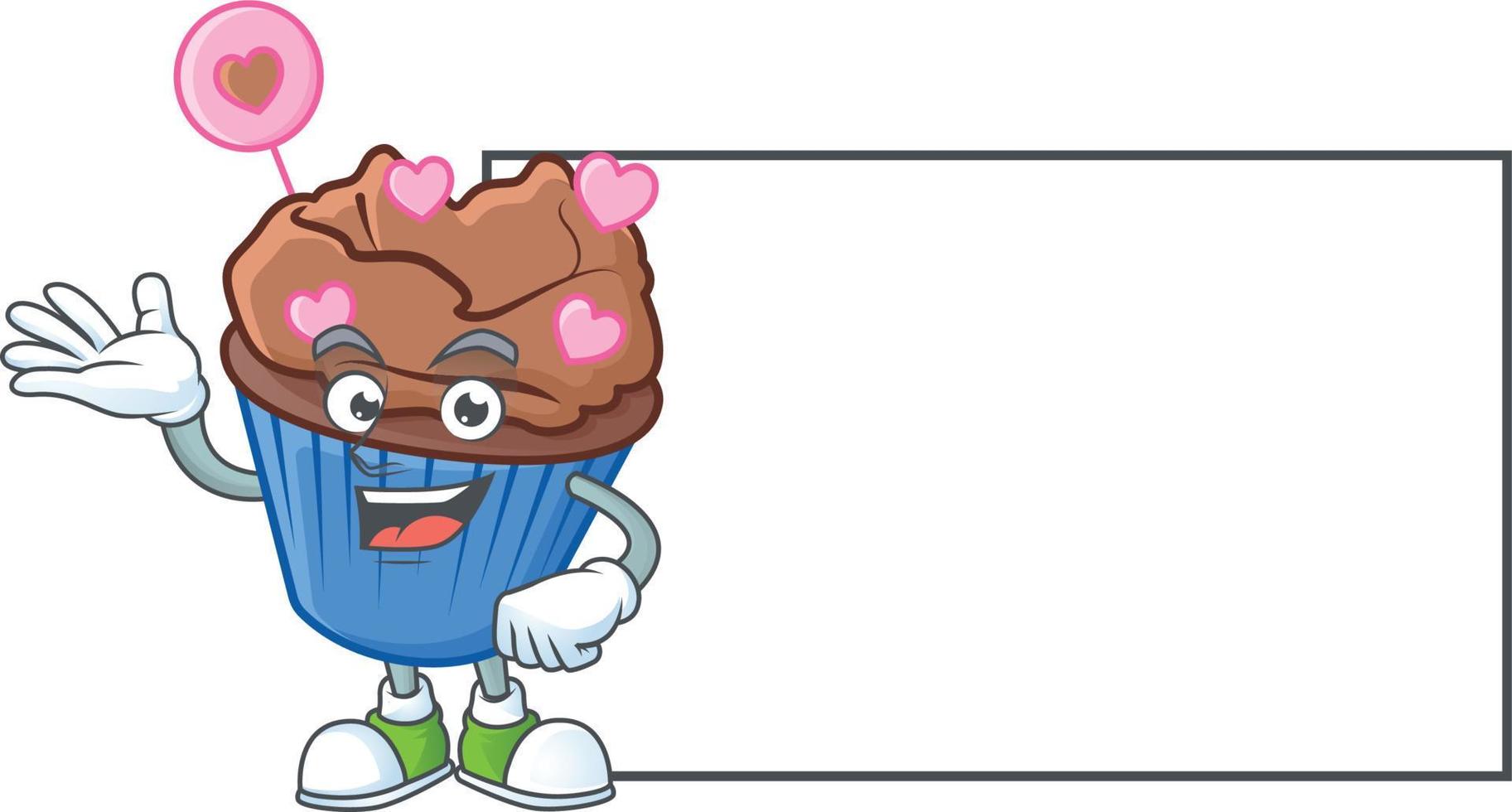 Chocolate love cupcake cartoon character style vector