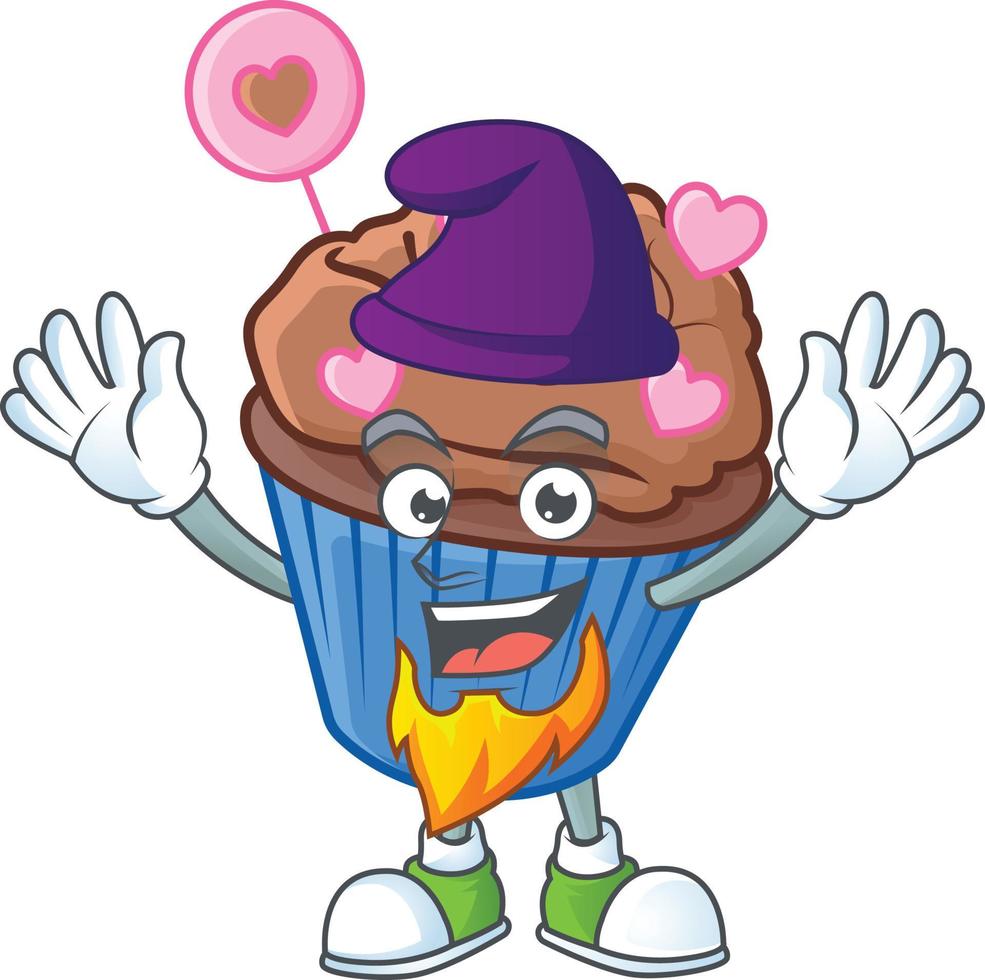 Chocolate love cupcake cartoon character style vector