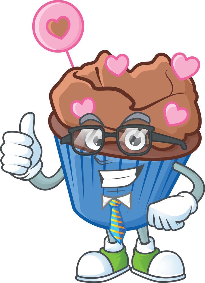 Chocolate love cupcake cartoon character style vector