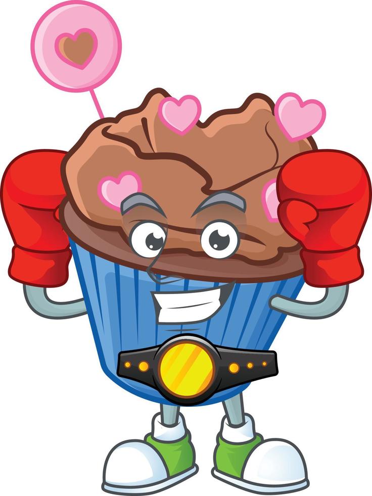 Chocolate love cupcake cartoon character style vector