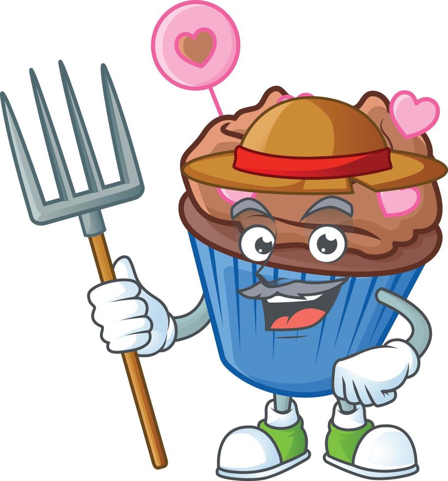 Chocolate love cupcake cartoon character style vector