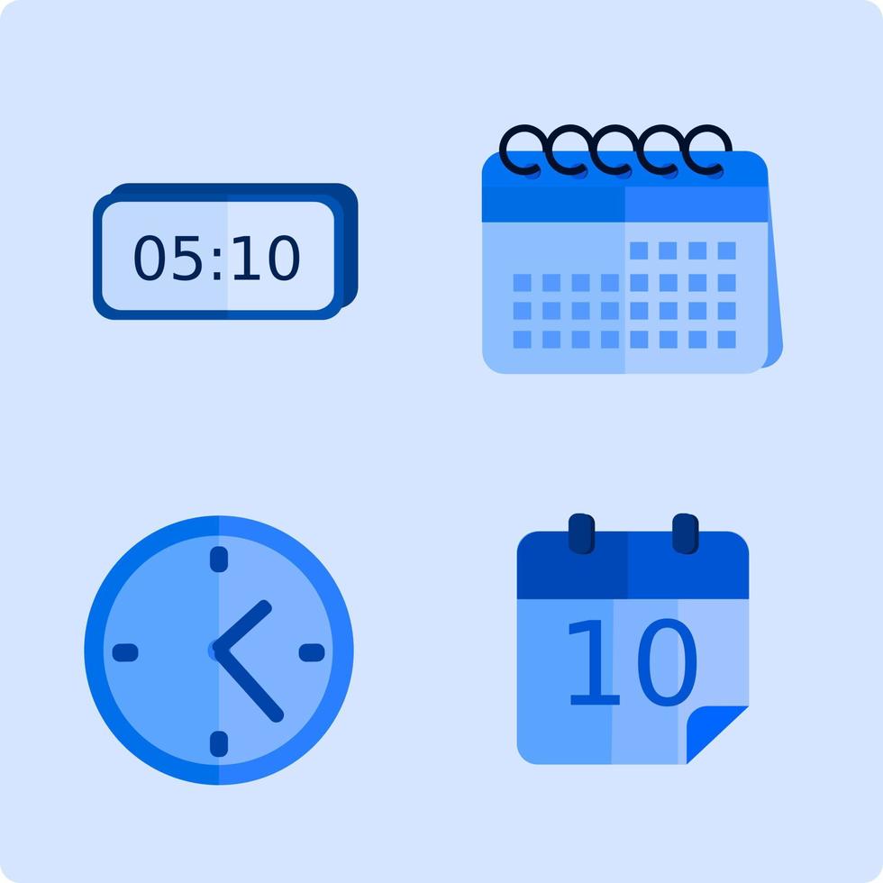 time icon set. calendar. digital clock. wall clock vector