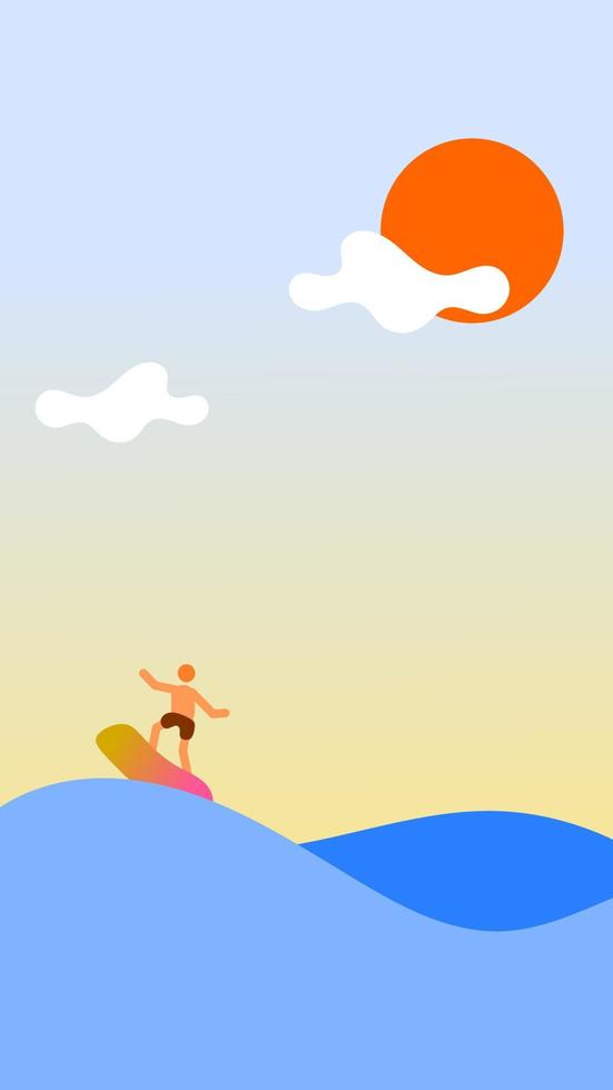 surf on the waves . Beach scenery. surfing vector