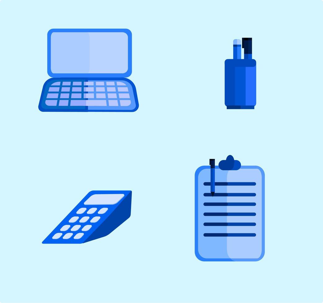 work equipment. office equipment. calculator and laptop vector