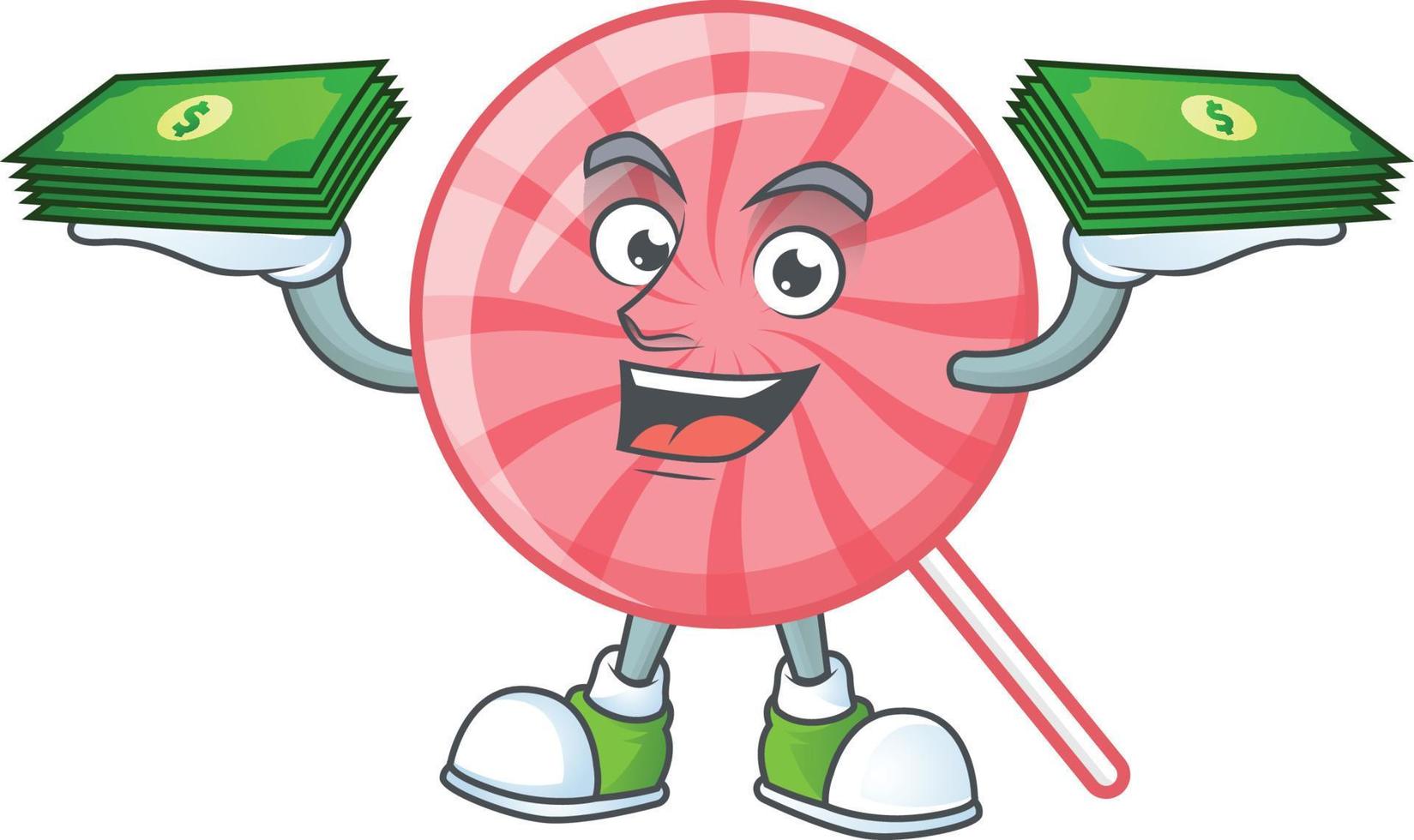 Pink round lollipop cartoon character style vector