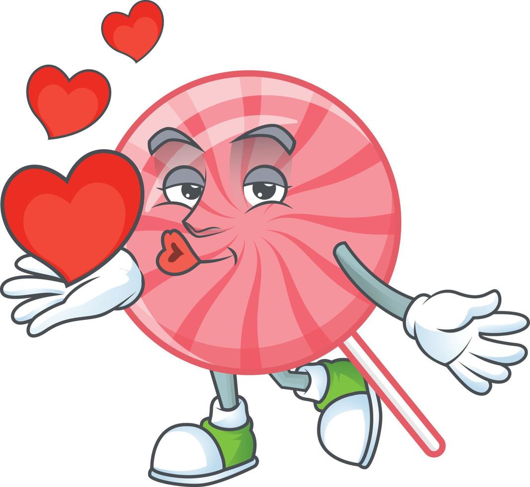 Pink round lollipop cartoon character style vector