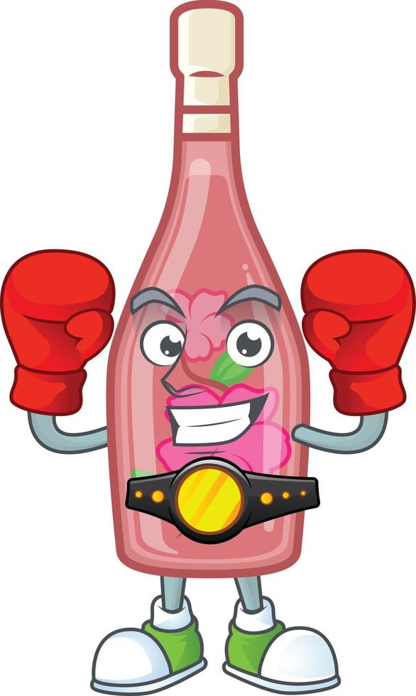 Pink bottle wine cartoon character style vector