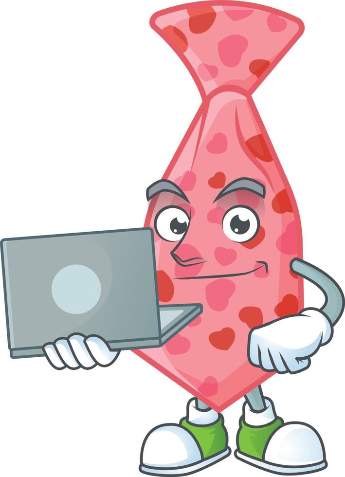 Pink love tie cartoon character style vector