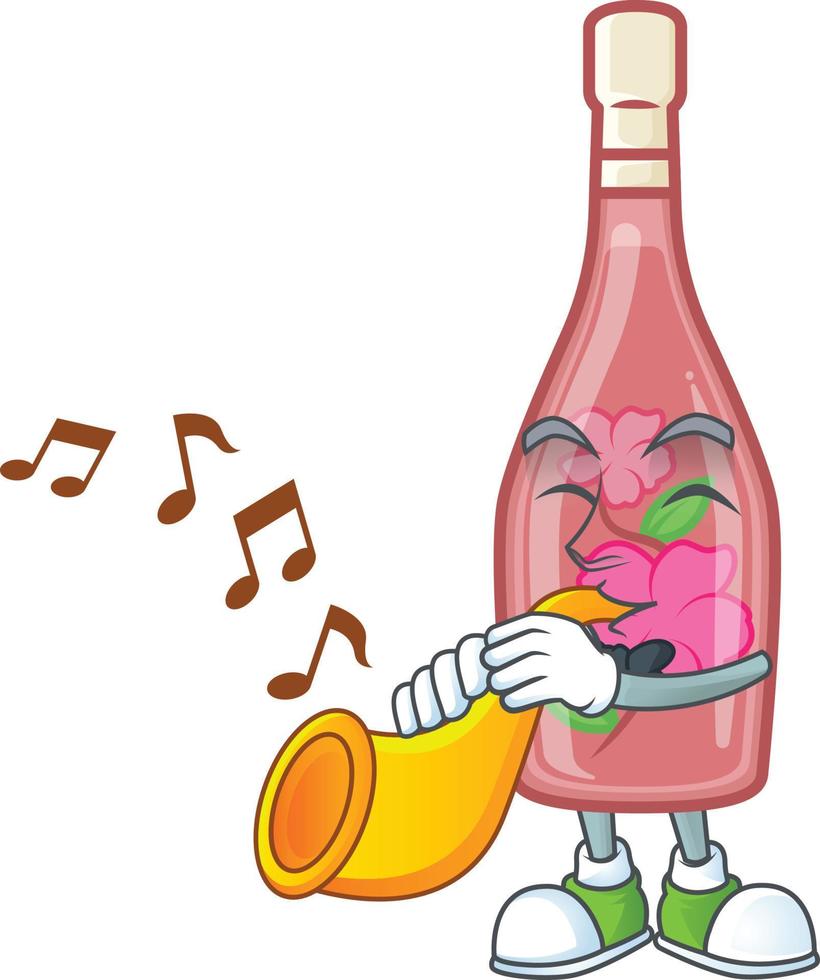 Pink bottle wine cartoon character style vector