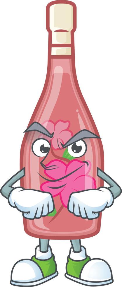 rosado botella vino dibujos animados personaje estilo vector