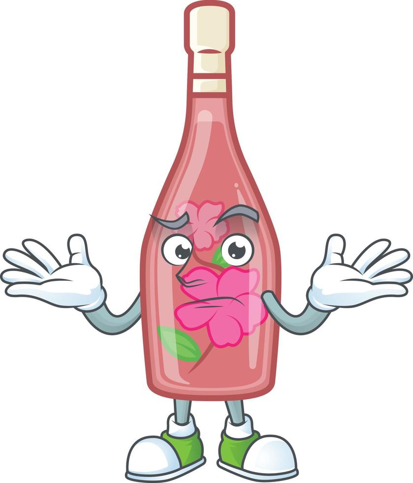 Pink bottle wine cartoon character style vector