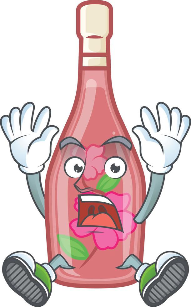 Pink bottle wine cartoon character style vector