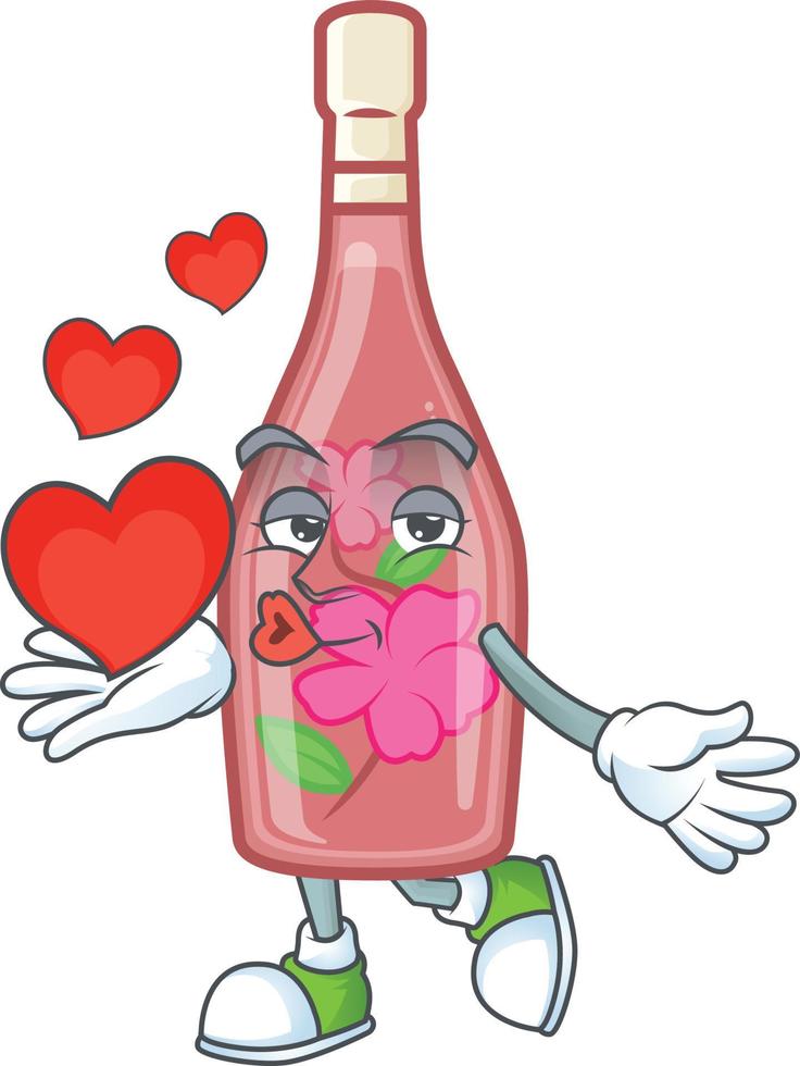 rosado botella vino dibujos animados personaje estilo vector